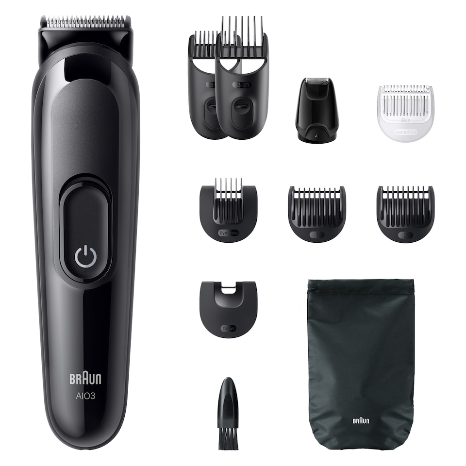 image 1 of Braun All-in-One Series 3, 10in1 Grooming Kit, Sharp Blade, 14 Lengths, AIO3560, Black