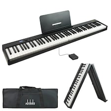 Axus 88 Key Portable Folding Digital Piano Keyboard, Full Size Semi-Weighted Keys, Sustain Pedal, Rechargeable Battery