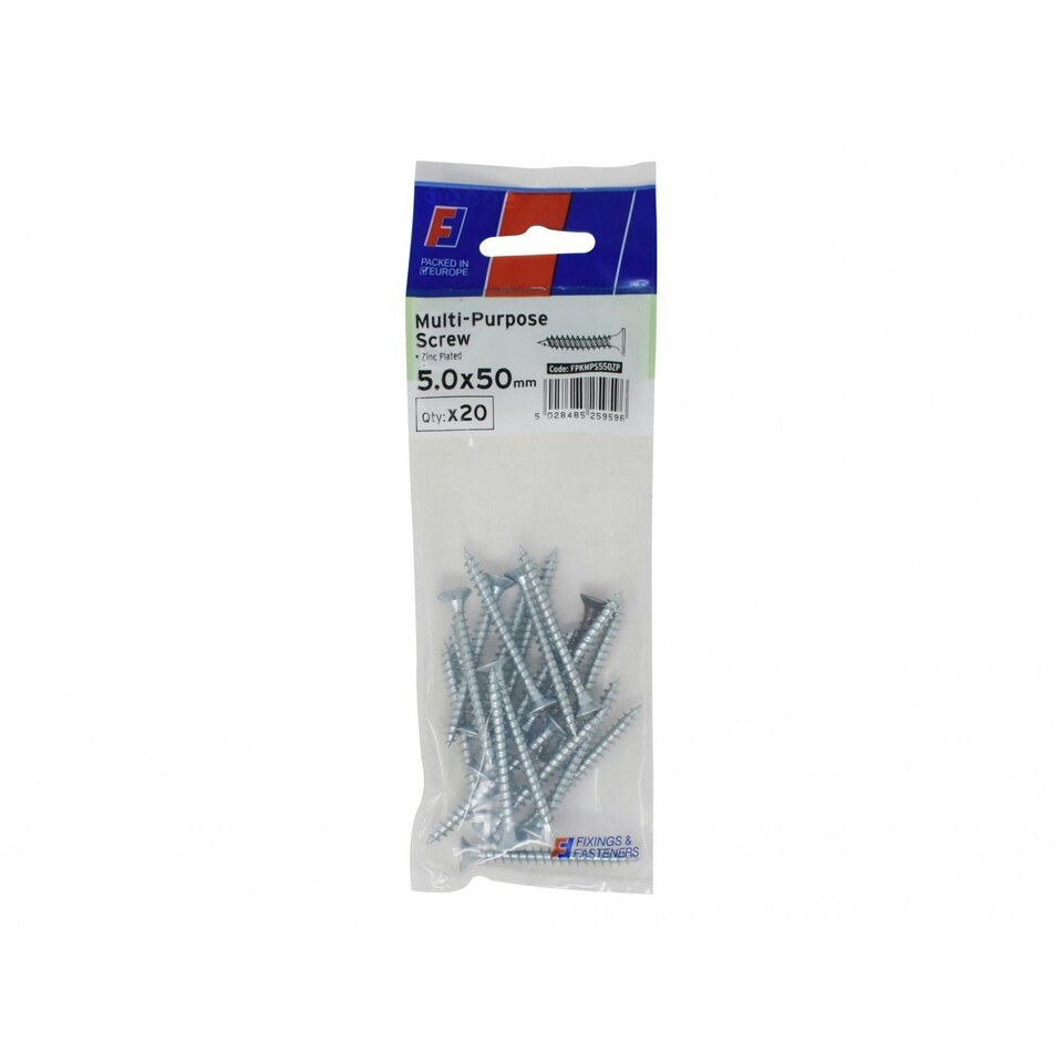Forgefix Multi-purpose Pozi Screw Csk St Zp Forgepack - Multi Colour - 5.0 x 50mm ForgePack 20