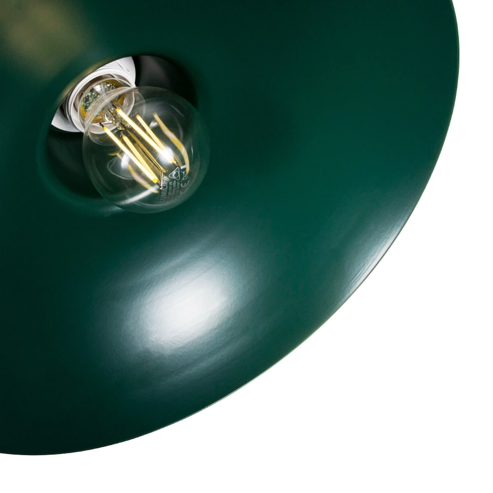 image 1 of Industrial Retro Designed Matt Forest Green Curved Metal Ceiling Pendant Shade | Green
