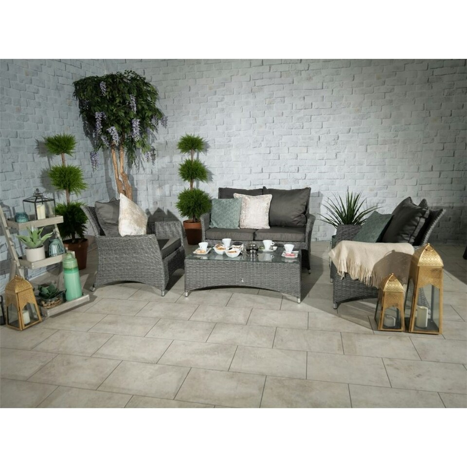 image 1 of 4 Seater 4 Piece Lounging Coffee Set - 2 Seater, 2 Armchairs with Coffee Table Including Cushions