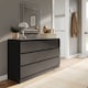 image 3 of Minimalist Chest of 6 Drawers - 68.6x120x35cm | Black | Black & Black | 1