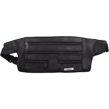 Lorenz Genuine Soft Nappa Leather Slimline Money Belt Bum Bag | Black | Black