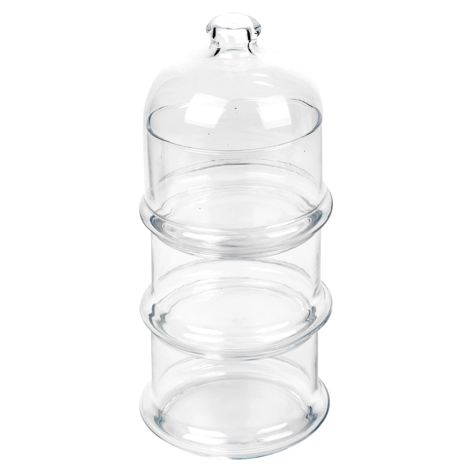 image 1 of 3 Tier Glass Cookie Jar Display Container with Dome Lid Sweets Biscuits