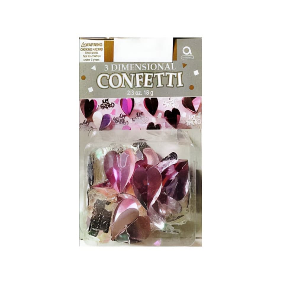Amscan 3D Just Married Confetti - Pink/Silver - One Size