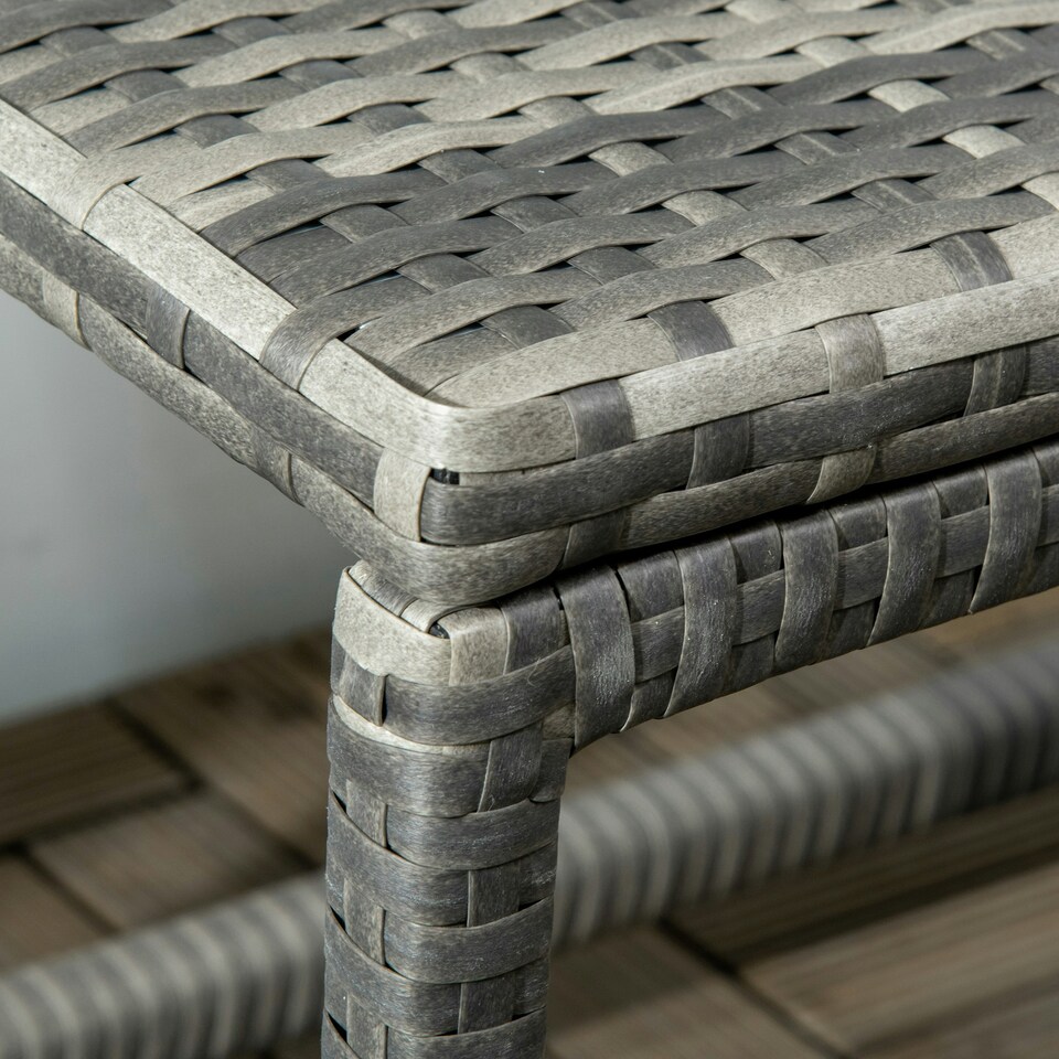 image 1 of Outsunny Outdoor Coffee Table, PE Rattan Side Table w/ Plastic Board, Grey