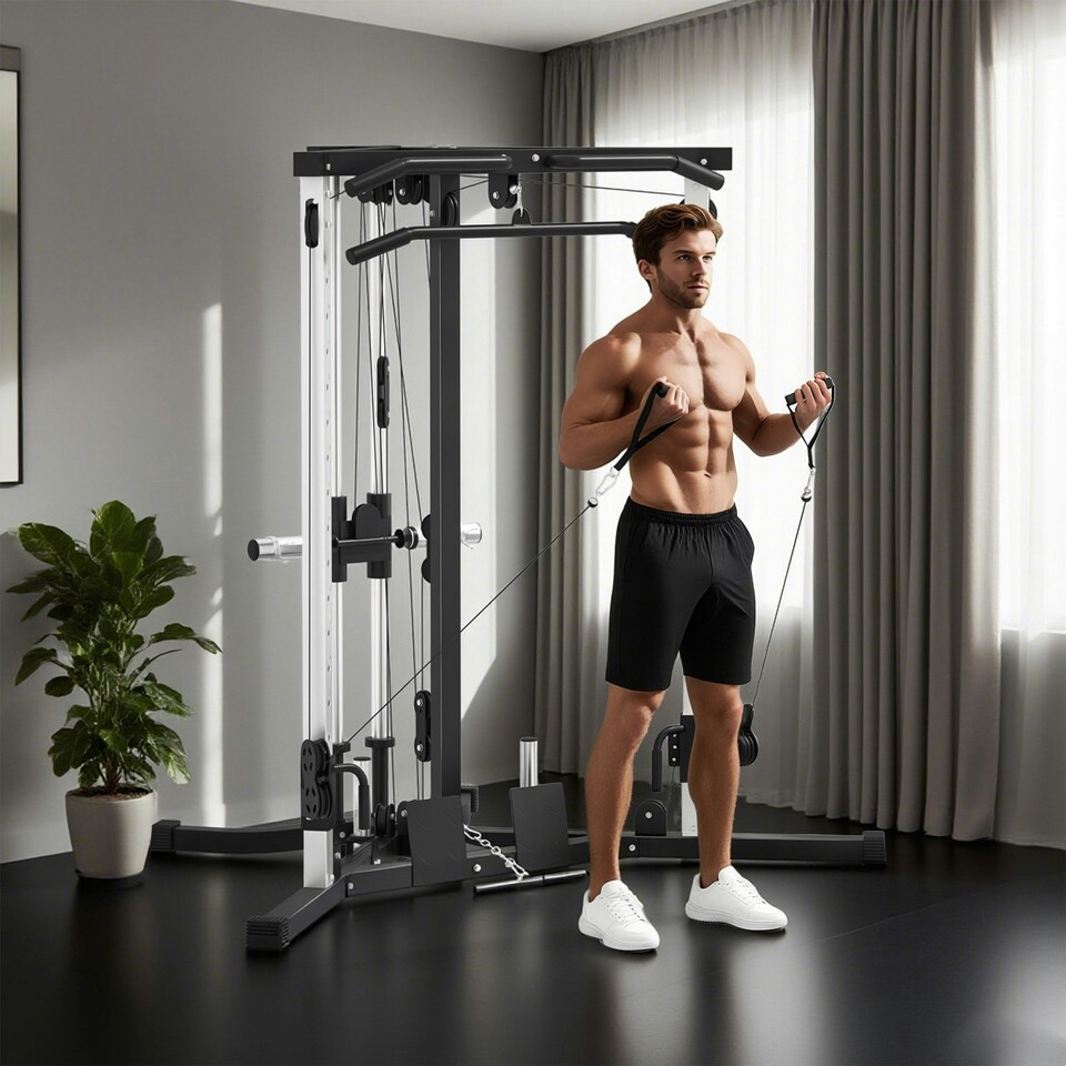 image 1 of SPORTNOW Home Gym Machine, 15-Position Adjustable Training Workout Station