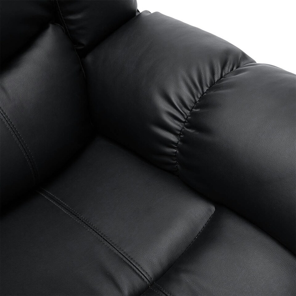 image 1 of Seattle 2 Seater Manual High Back Bonded Leather Recliner Sofa (Black)