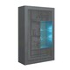 image 4 of Display Cabinet 93cm Grey Gloss Doors Dark Matt Body Free LED Grey