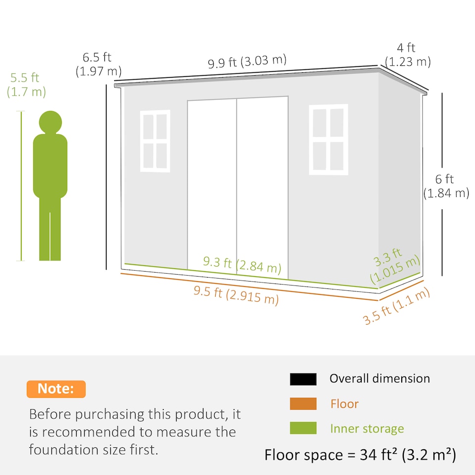 image 1 of Outsunny 10 x 4 ft Plastic Garden Shed with Floor, Lockable Doors Dark Grey | Grey | Dark Grey