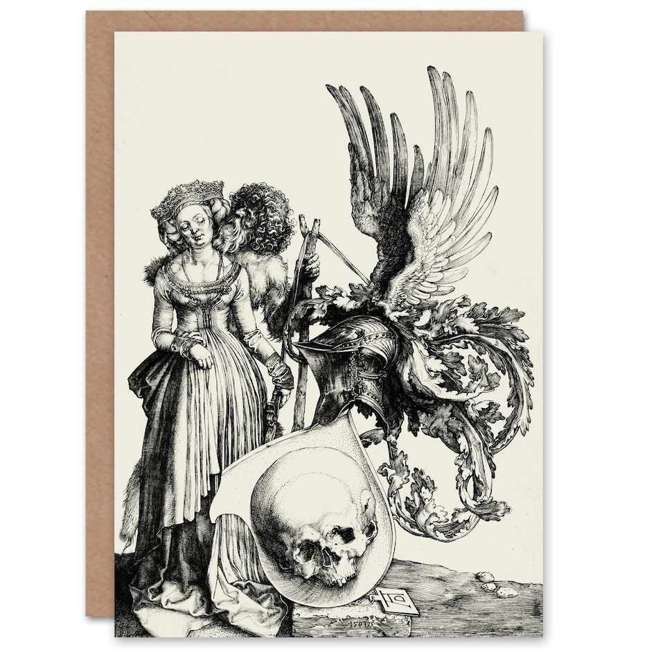 image 1 of Albrecht Durer Art Card Coat of Arms with a Skull