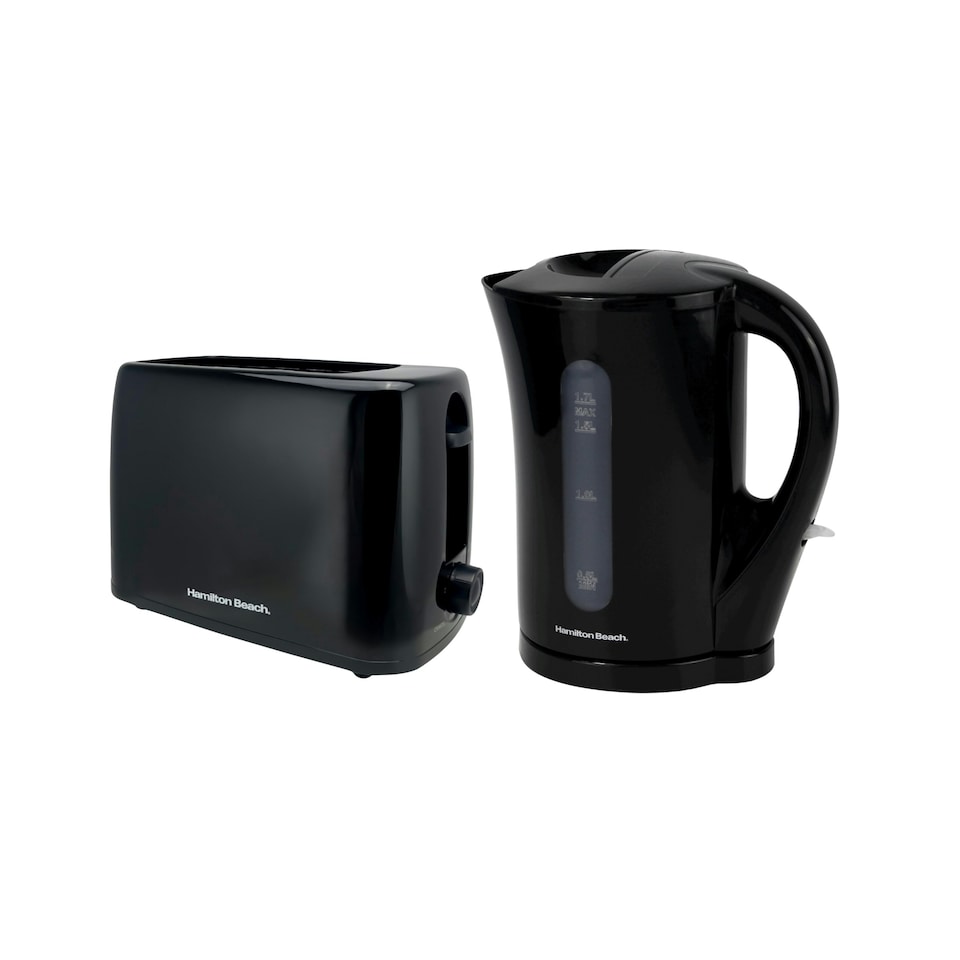 image 1 of Hamilton Beach 1.7L Kettle & 2 Slot Toaster Set - Black