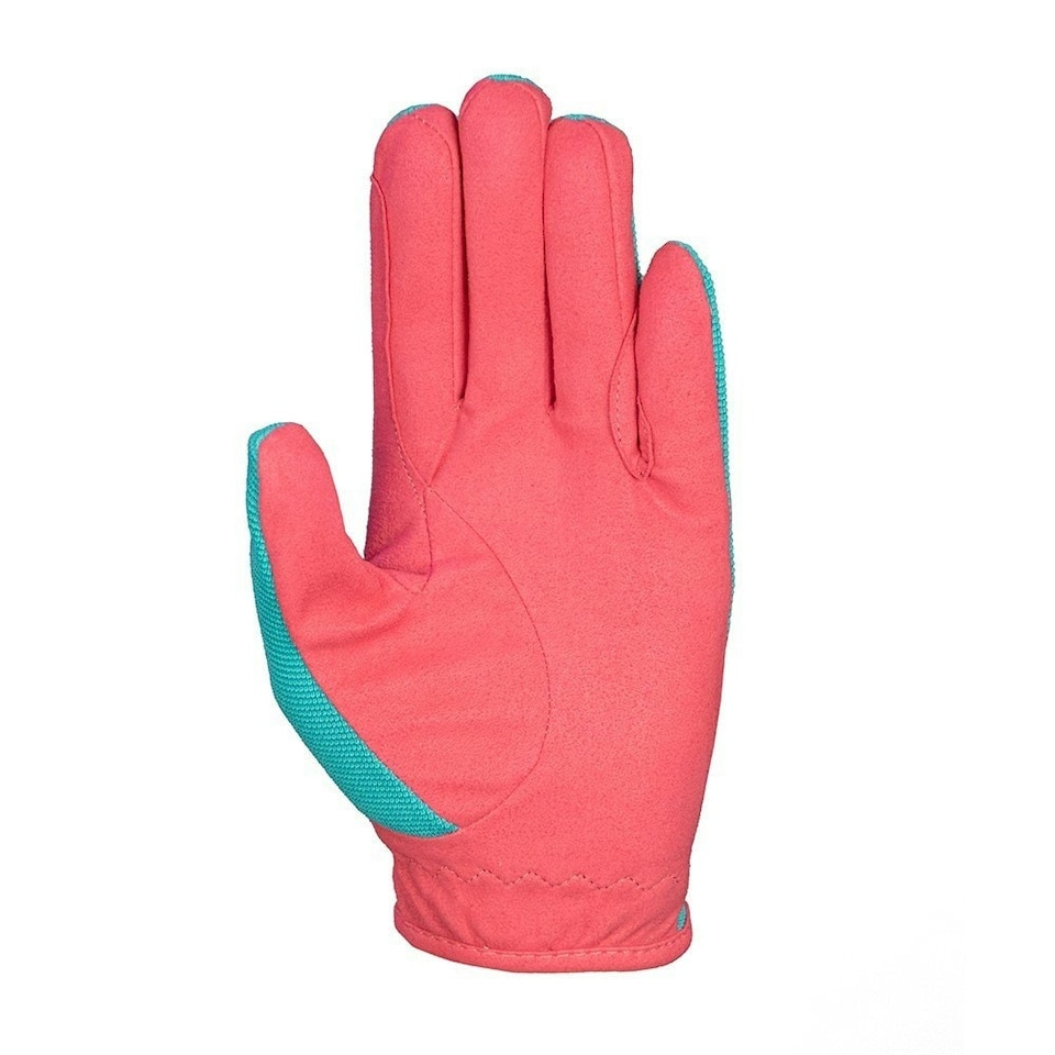 image 1 of Hy Childrens/Kids Thelwell Collection All Rounder Riding Gloves - Pink/Teal/Aquarius - L | Pink | L