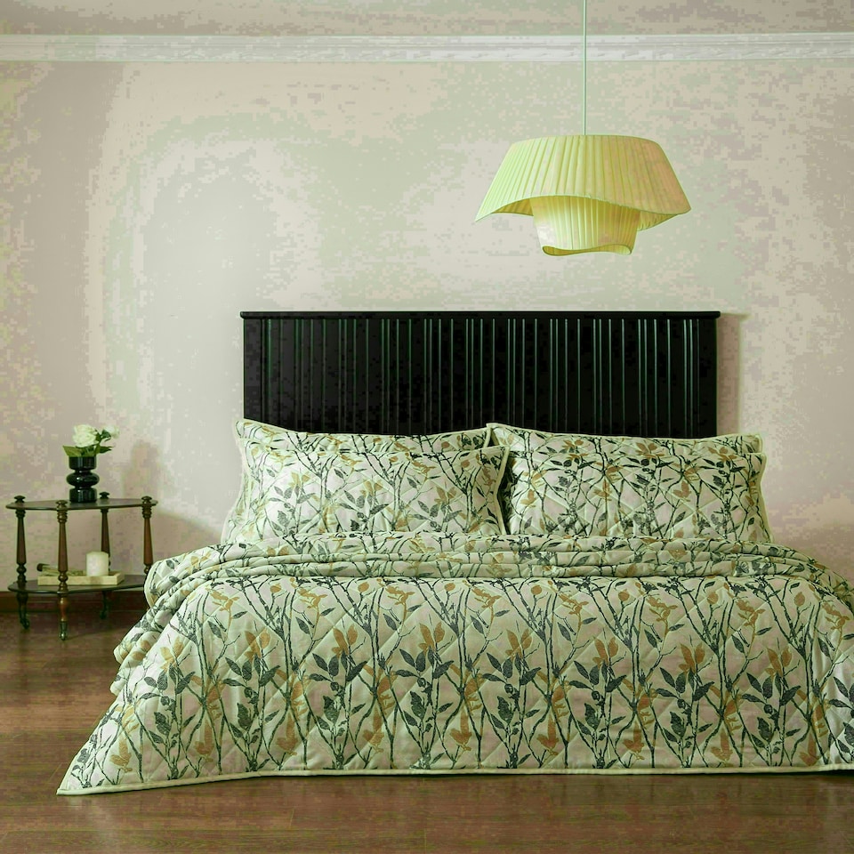 image 1 of Intimates Wilder Luxury Jacquard Floral Quilted Bedspread Set Cream | Natural | King