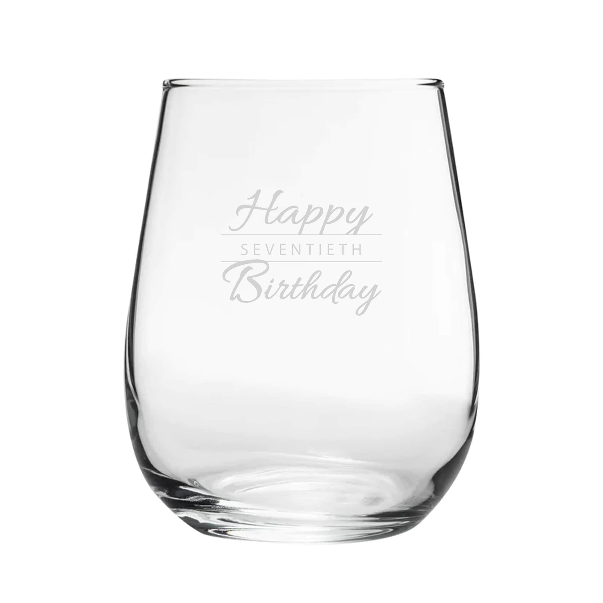 Personalised Happy 70th Birthday Friend Stemless Wine Gin Tumbler