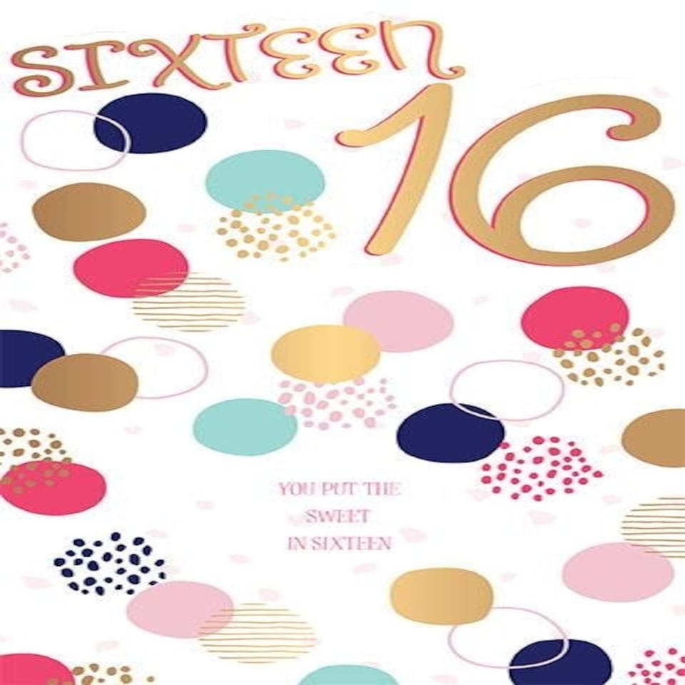Words 'n' Wishes Traditional 16 Birthday Card for a Girl - Happy 16th Birthday for Girls, Multi-Coloured 22.9 x 13.9 cms