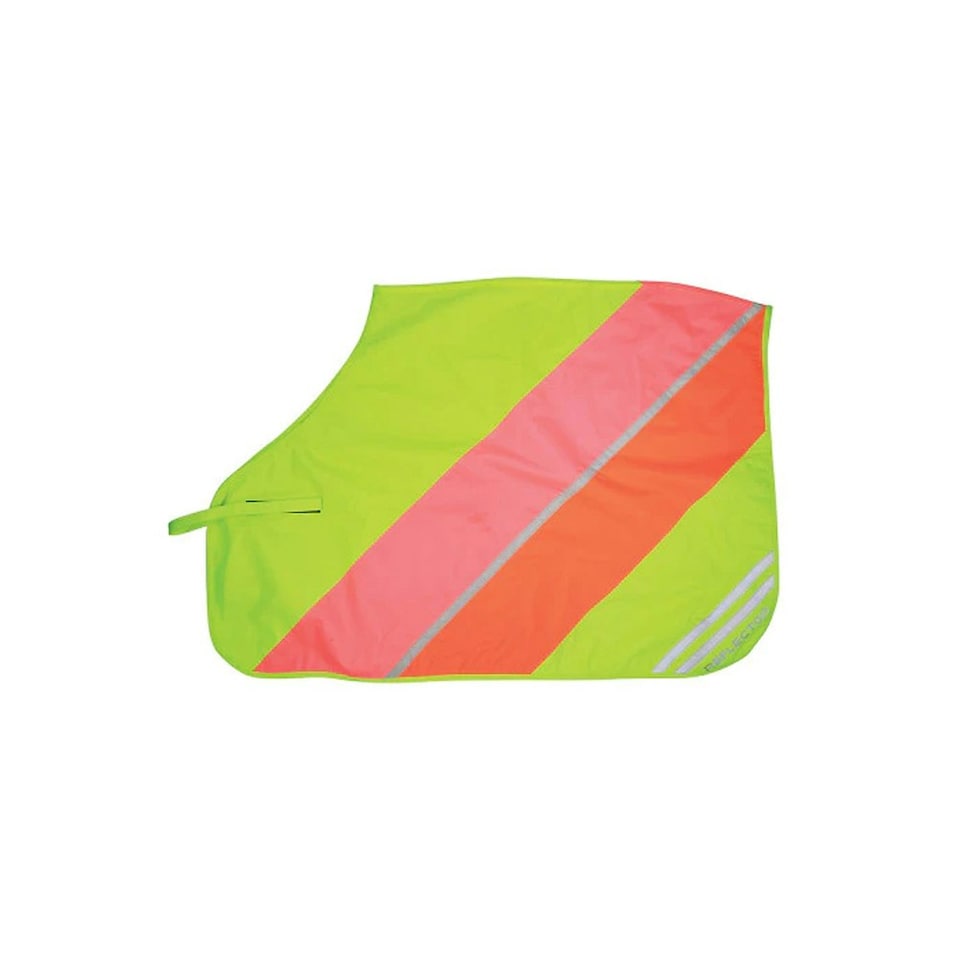 Hy Quarter Reflective Mesh Horse Exercise Sheet - Yellow/Pink/Orange - Cob