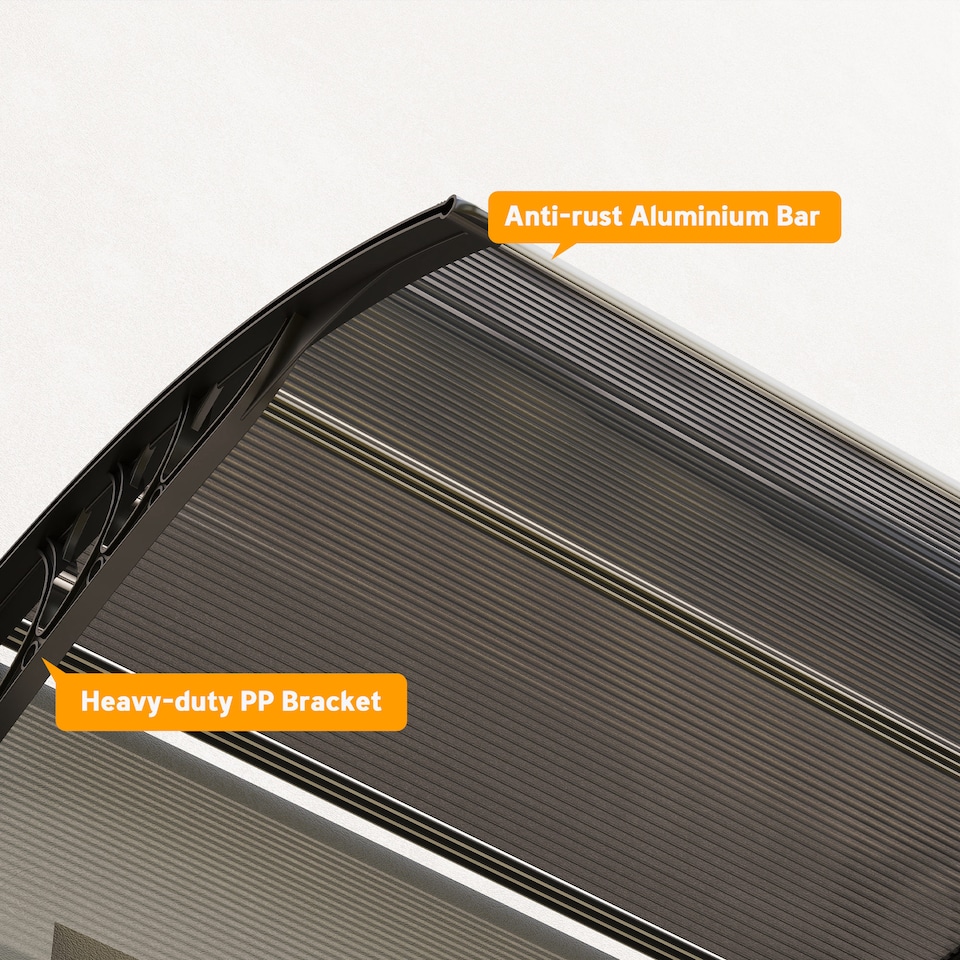 image 1 of Outsunny Door Canopy Awning Outdoor Window Rain Shelter for Door 196 x 75cm | Black | Black | 1