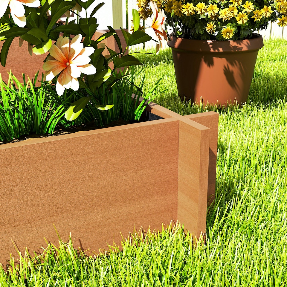 image 1 of Outsunny 3 Tier Wooden Garden Planters with Trellis for Vine Climbing Plants Brown