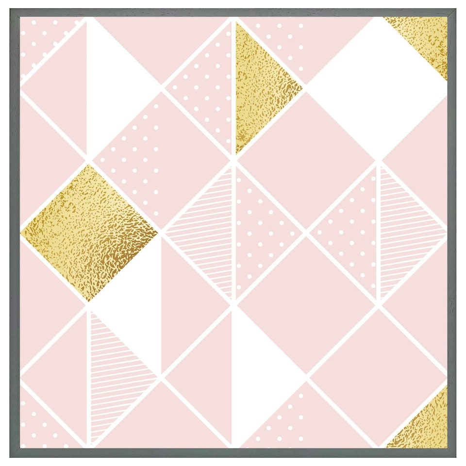 image 1 of Pink & gold geometric (Picture Frame) White | S