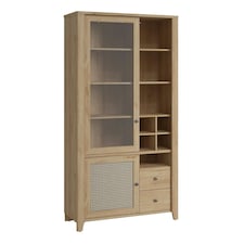 Cestino 2 Door 2 Drawer Display Cabinet in Jackson Hickory Oak and Rattan Effect