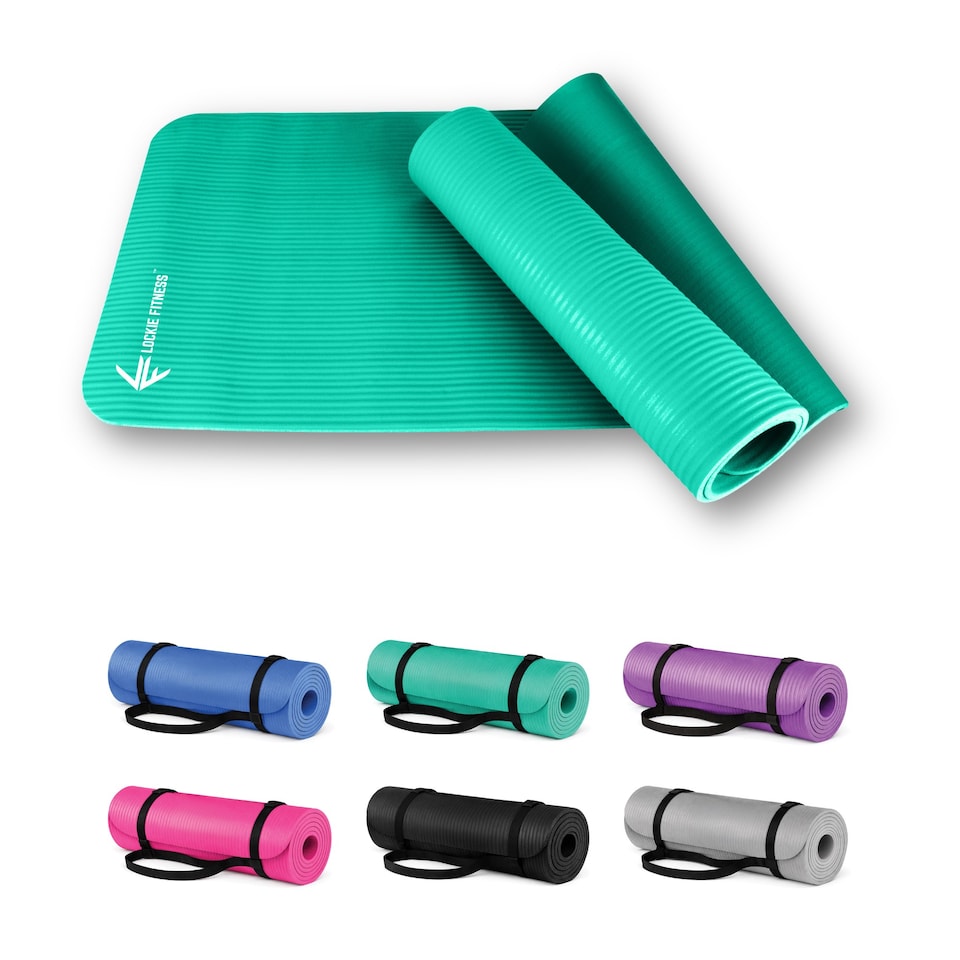 image 1 of Lockie Fitness Yoga Mat 8 mm Thick, Non Slip Exercise Mat for Women and Men, TPE Foam Pilates Mat, Gym Mat for Home Workout, Yoga, Pilates, Exercise & Gymnastics, 180 x 60 cm, Teal