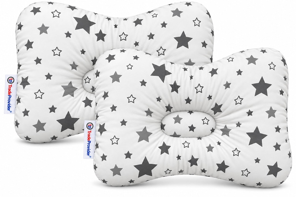image 1 of TradeProvider® Baby Head Support Cushion for Pram, Pushchair, Stroller, Newborn Travel Headrest  (2 pack)- Starlight Grey Collection