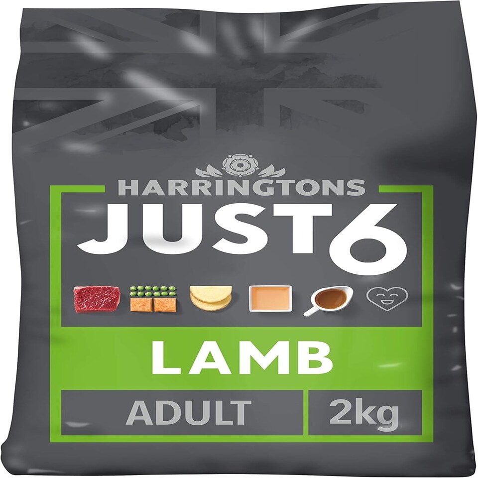 image 1 of Harringtons Just 6 Slow Baked Complete Grain Free Lamb and Pea Dry Dog Food, 2 kg, Pack of 4