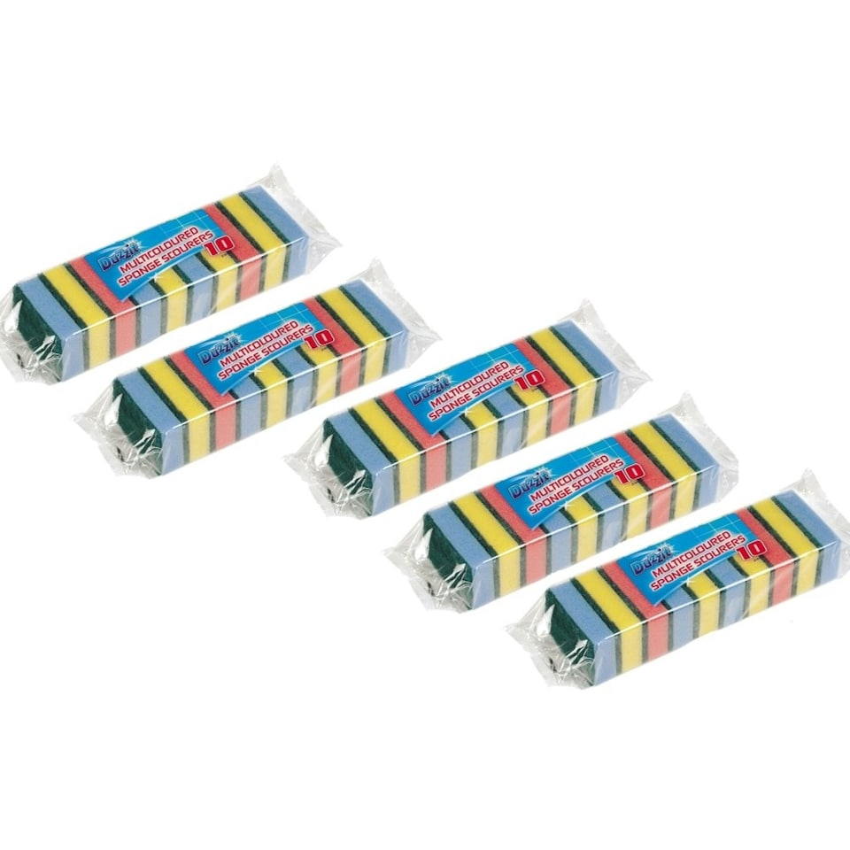 image 1 of Pack of 50 Coloured Sponge Scourers