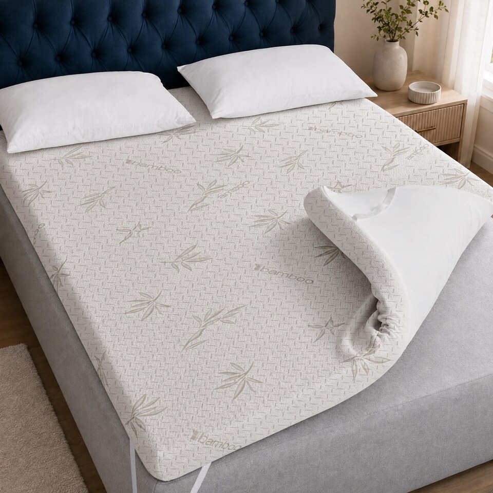 image 1 of Bamboo Memory Foam Mattress Topper I Cooling, Supportive & Hypoallergenic Bed Topper 1" (2.5cm)