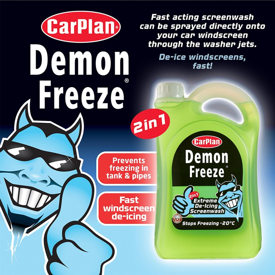 image 1 of Screen Wash Windscreen Fluid De-Icer CarPlan Demon Winter Freeze -20 2.5L x3