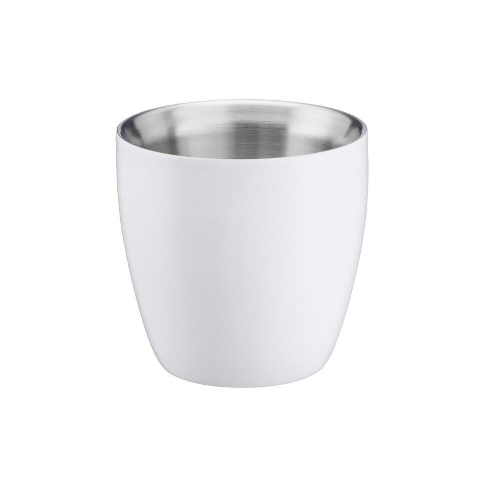 image 1 of Set of 2 Stainless Steel Espresso Coffee Cups – 90ml Double Wall Insulated Mini Drinking Mugs White