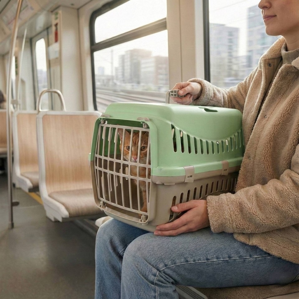 image 1 of Transportini Pet Carrier Travel Crate Cat Dog Cage Portable Box Pastel | Green | Pastel Green | Medium | 1