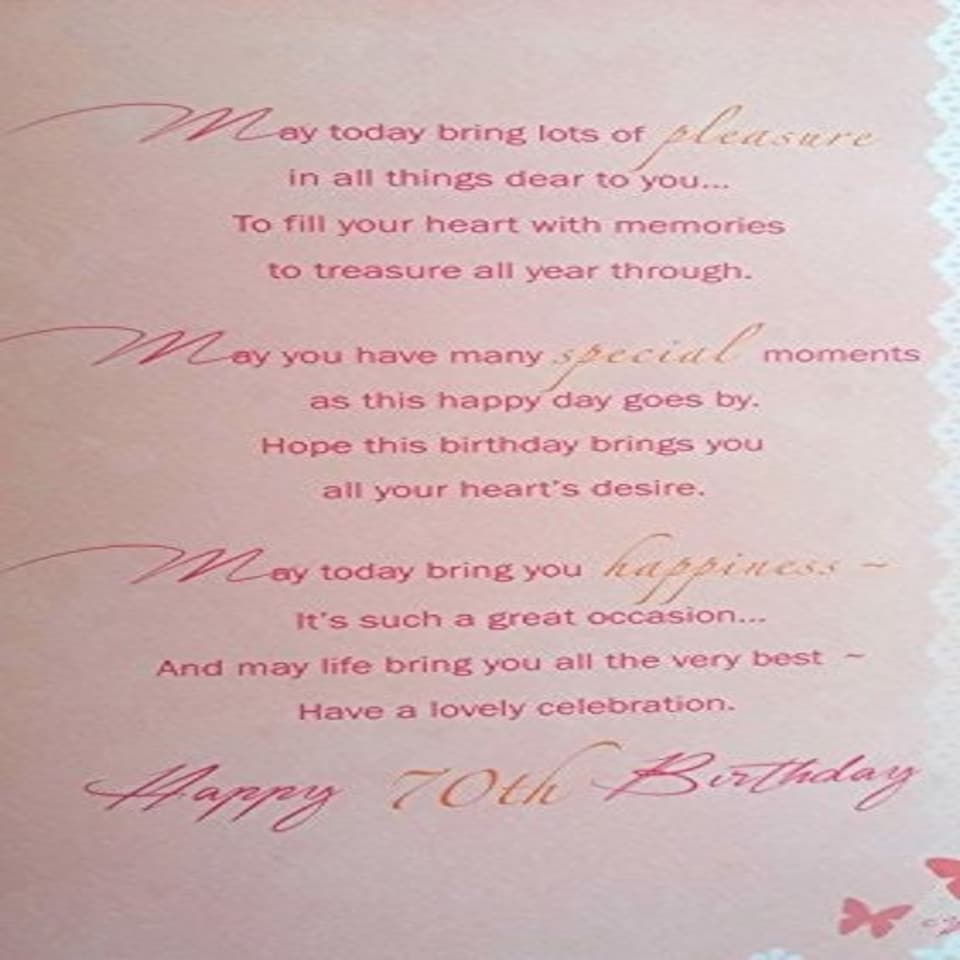 image 1 of 70th Birthday Sentimental Verse Greeting Card