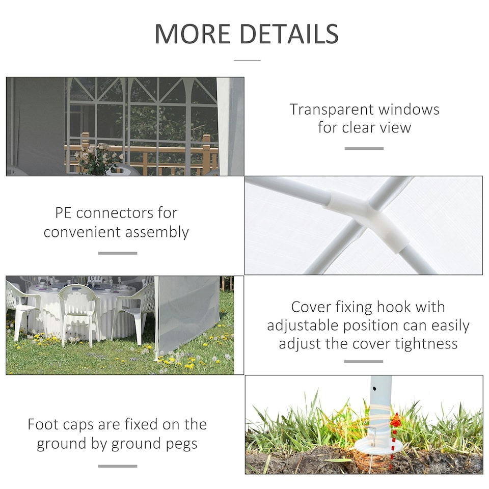 image 1 of Outsunny 6m x 3m Garden Gazebo Marquee Canopy Party Tent Canopy Patio Black