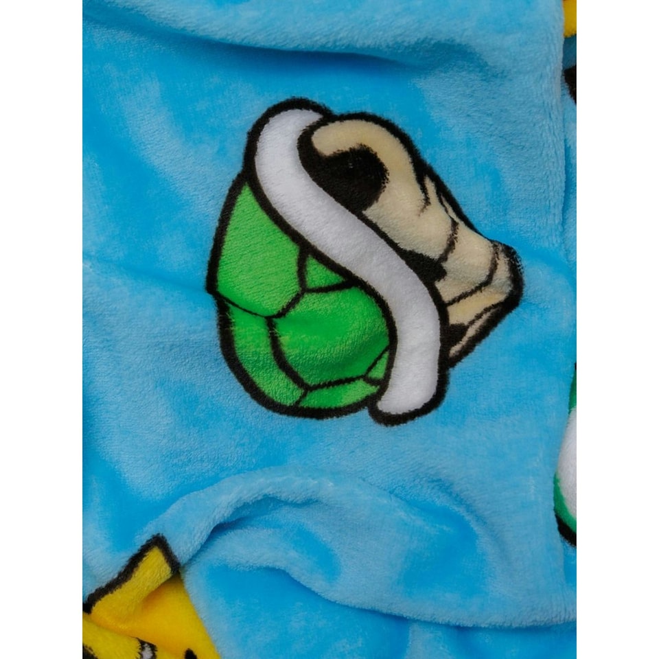 image 1 of Super Mario Continue Rotary Fleece Blanket - Blue/Multicoloured - 150cm x 100cm Blue