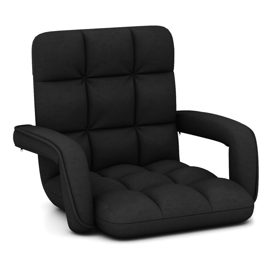COSTWAY Floor Gaming Chair Adults 6 Position Adjustable Lazy Sofa Chair Black