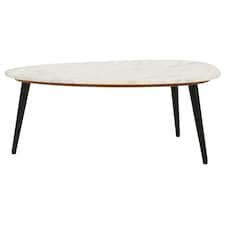 Miel Coffee Table With White Marble Top and Metal Legs White