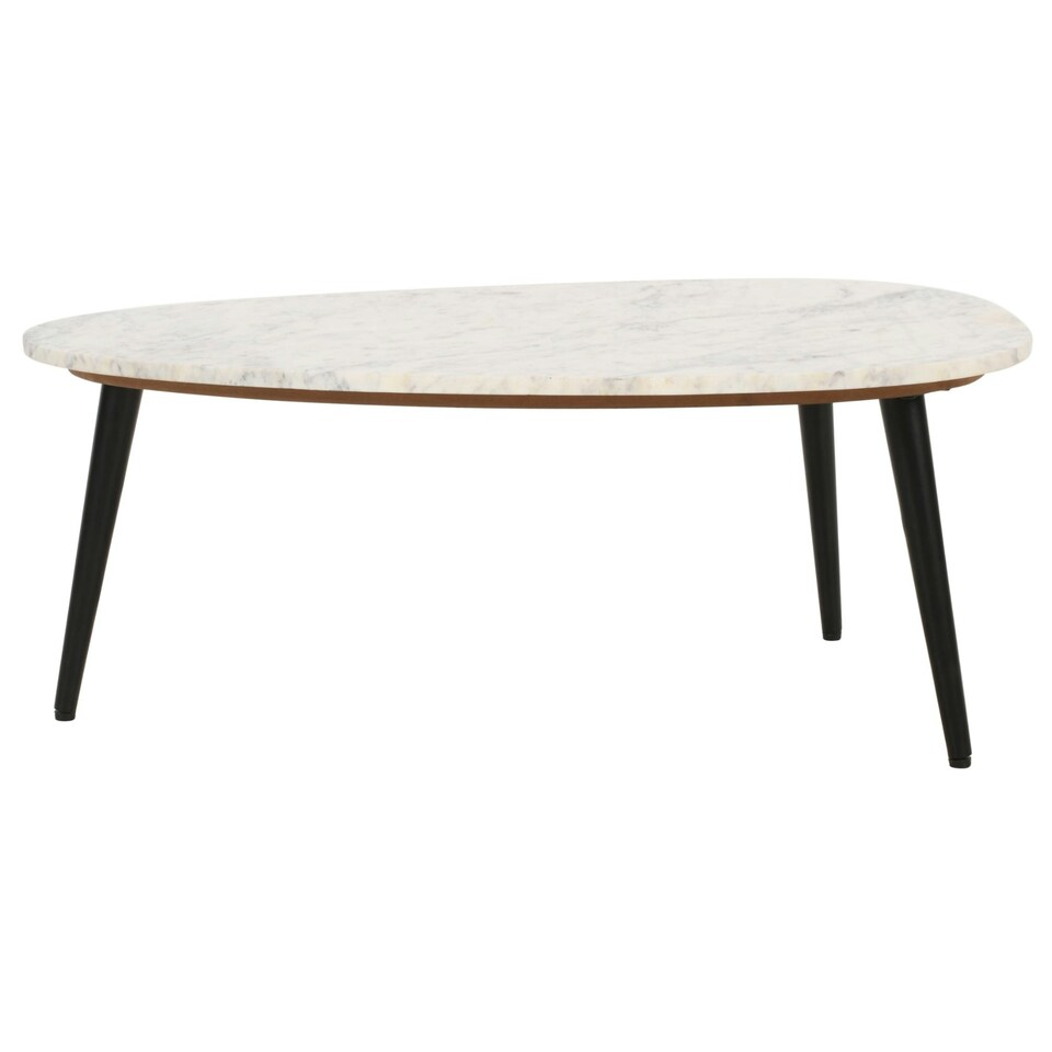 image 1 of Miel Coffee Table With White Marble Top and Metal Legs White