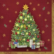 IHR Festive Tree Red Cocktail Napkins 25cm 3ply 20 Pack