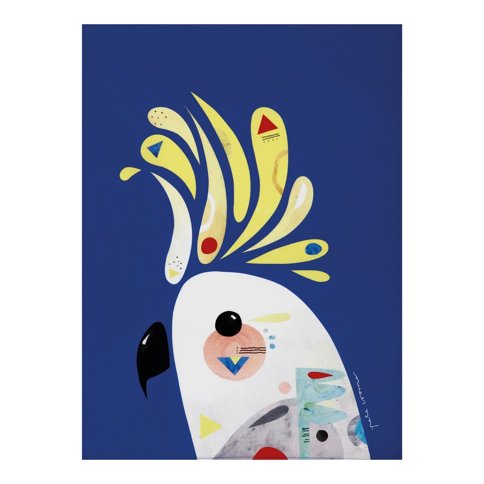 image 1 of Maxwell & Williams Pete Cromer Cockatoo Blue Cotton Tea Towel