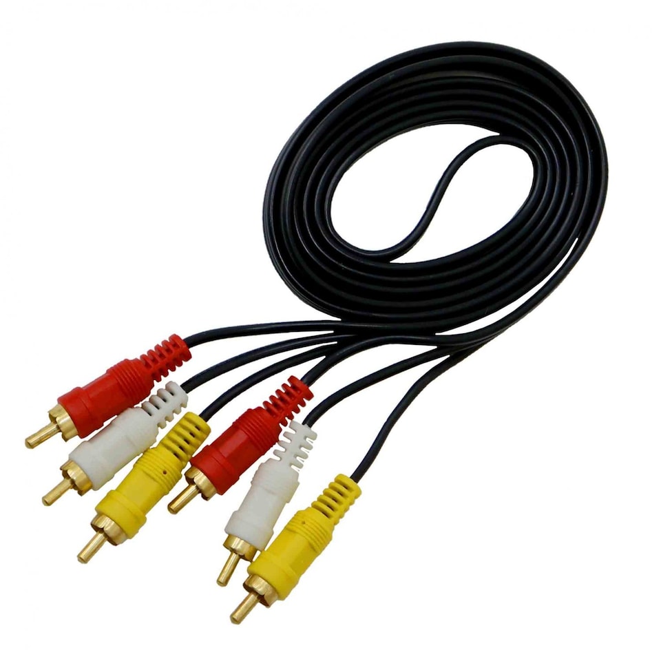 image 1 of 1.5m Triple 3 Phono 3RCA to 3RCA AV Audio Video Gold Cable Lead | Black