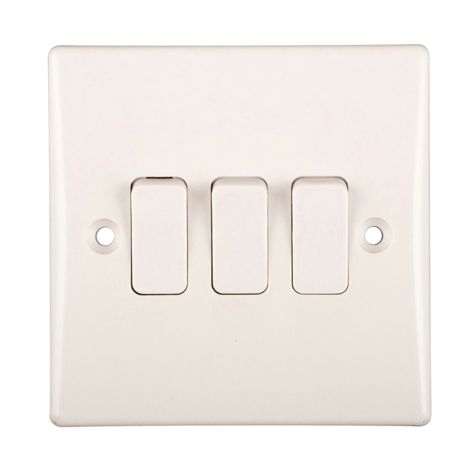 image 1 of Dencon Slimline 10A 2way Switch to BS3676 - White - 3 Gang