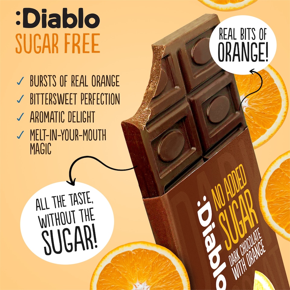 image 1 of Diablo No Added Sugar Dark Chocolate with Orange 75g