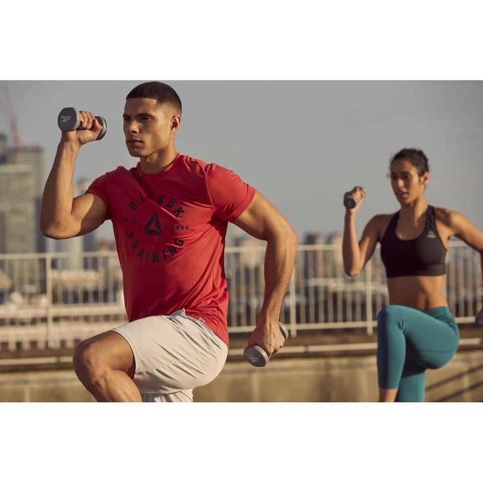 image 1 of Reebok 2kg Dumbbell Pair, Vinyl-Coated Cast Iron, Anti-Roll, Grey | Multi | Grey | 4.2KILOGRAMS