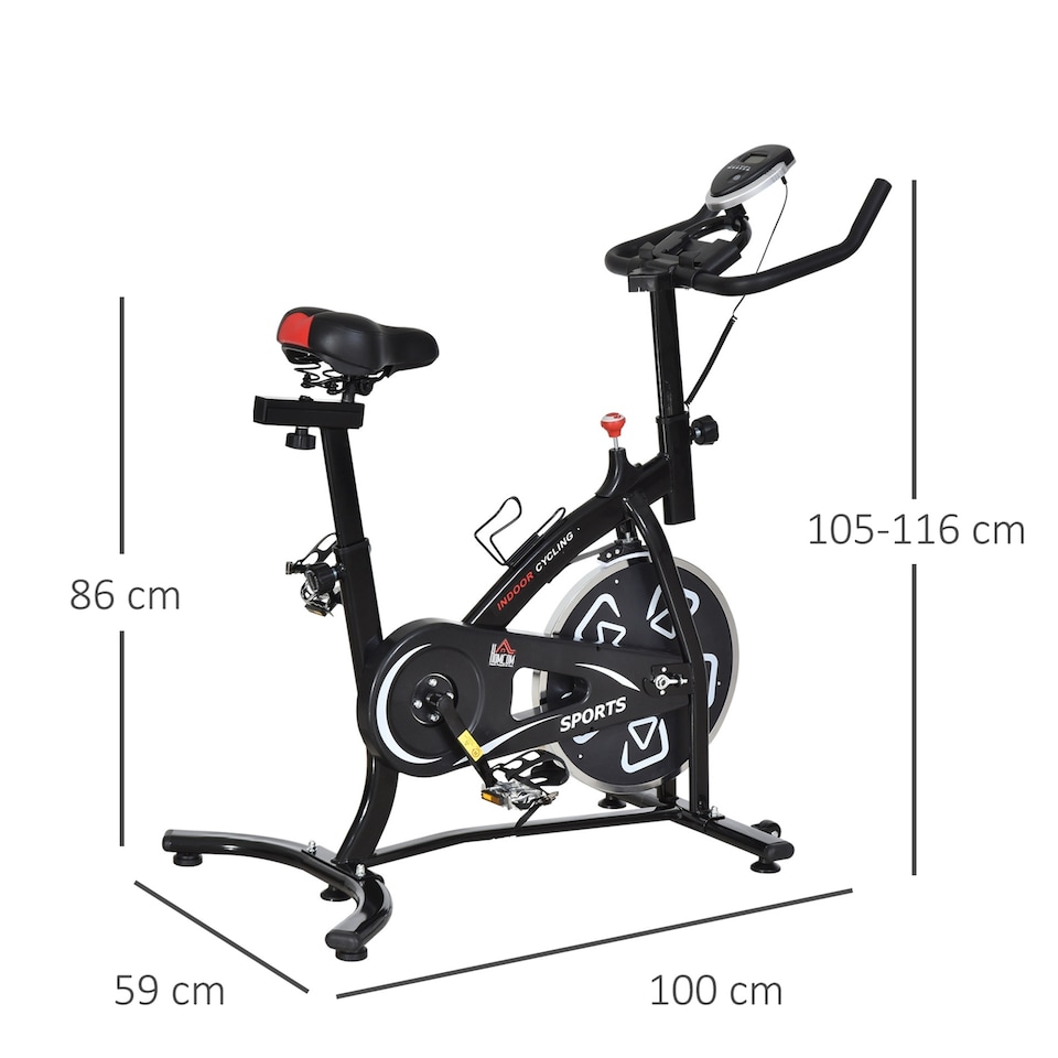 image 1 of 6kg Flywheel HOMCOM Indoor Stationary Exercise Bike LCD Monitor