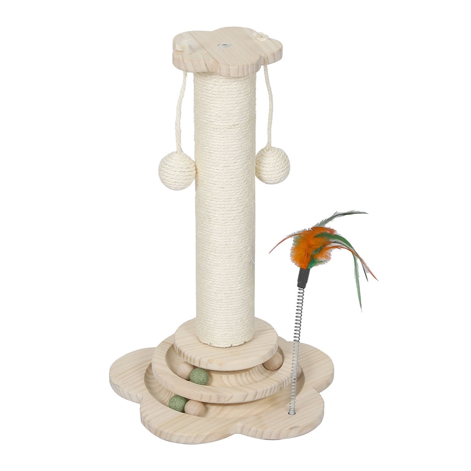 image 1 of Skylos Cat Scratching Post 45cm Natural Sisal Pole Activity Center Toys