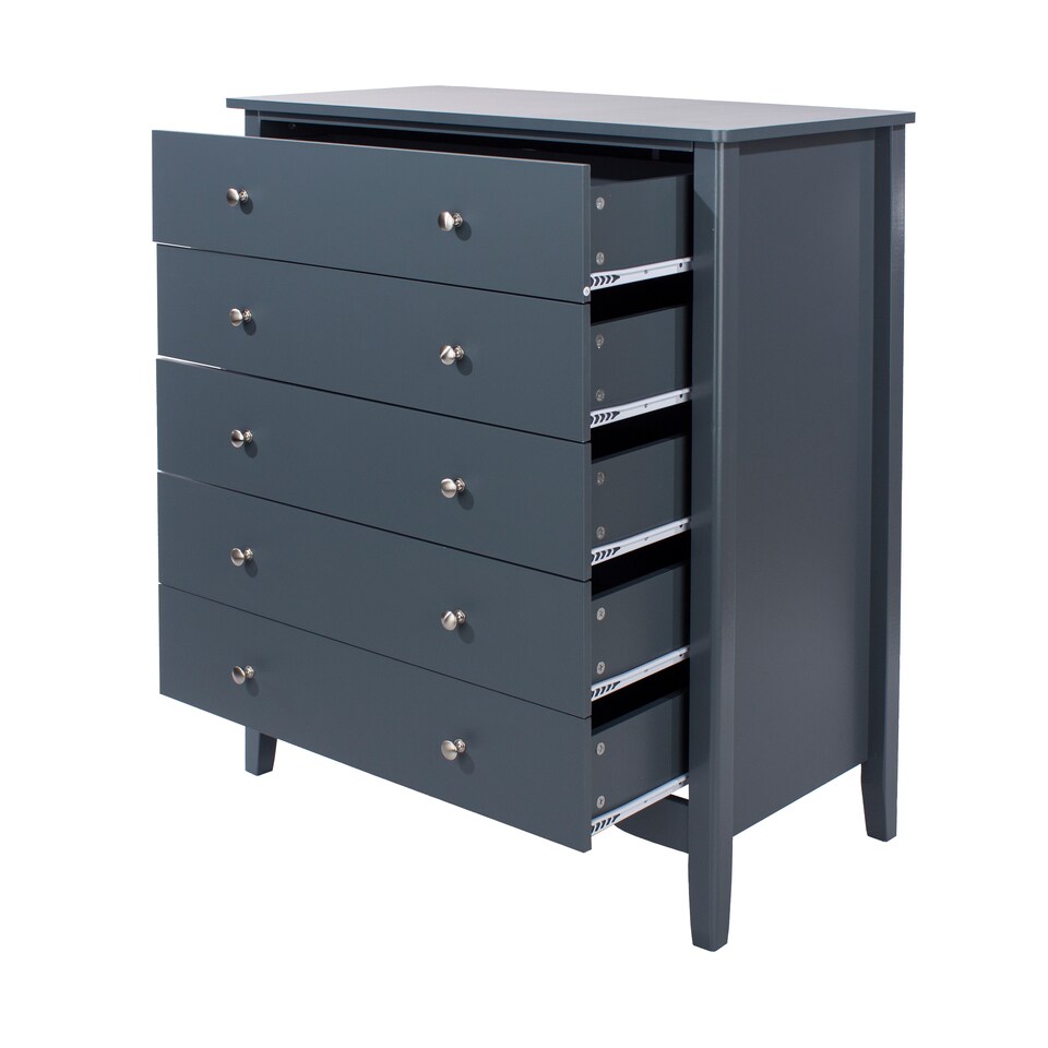 image 1 of Como 5 Drawer Chest of Drawers - Shaker Style Bedroom Storage Cabinet with Space Saving Design | Blue | Blue | 1