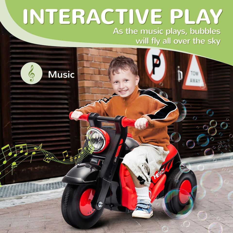 image 1 of AIYAPLAY Ride On Car Foot To Floor Kids Car w/ Music, Bubble - Black