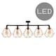 image 2 of ValueLights Luiggi Matte Black Semi-Flush Light with Copper Tapered Shade and E27 Pear LED 4W Warm White 2700K Bulb